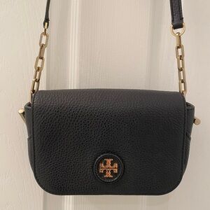 Tory Burch Black Crossbody Bag with Gold Emblem